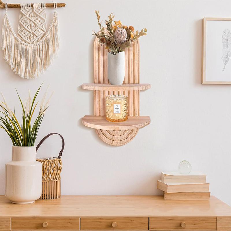 1set Wall Hanging Rack Floating Shelf Arched Storage Rack Geometric Display Rack Boho 2 Colors