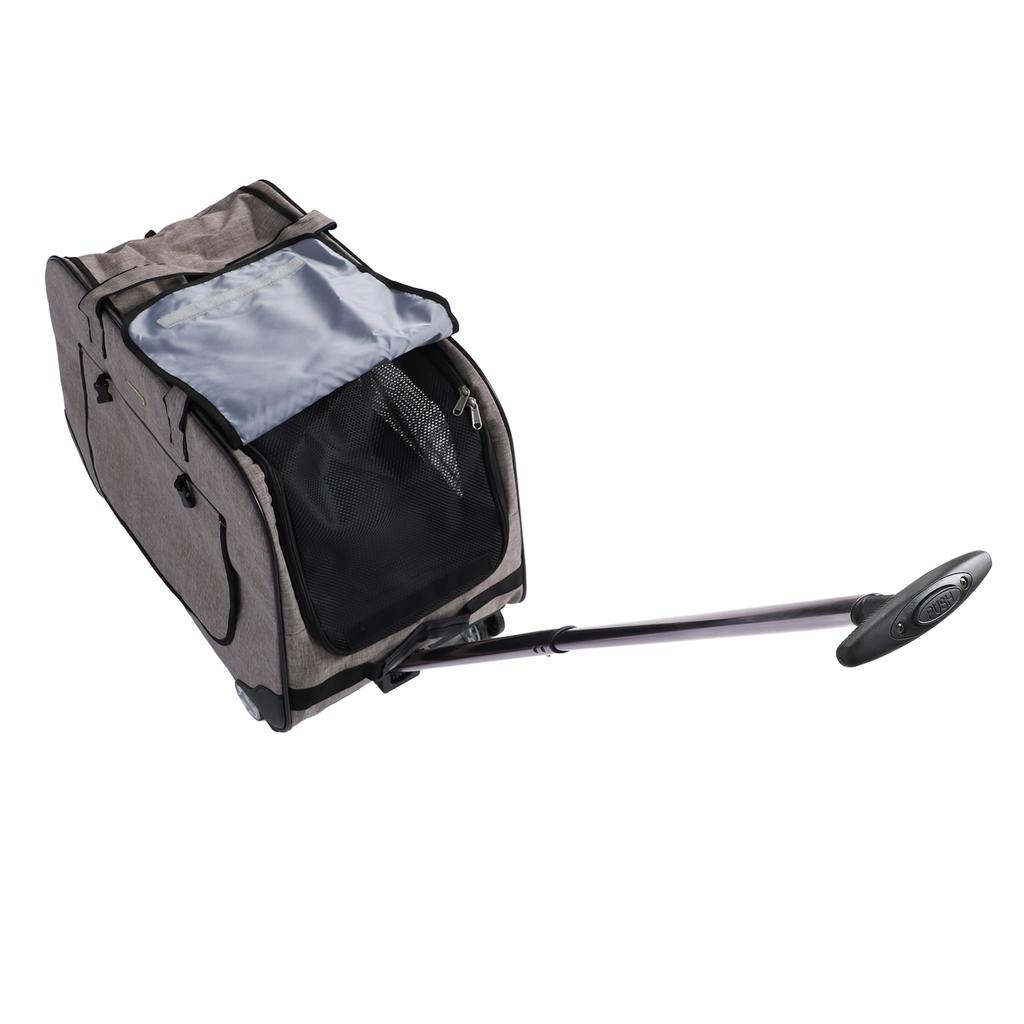 Rolling Pet Carrier Breathable Mesh Foldable Cat Dog Travel Bag with Detachable Wheels for Within 17.5kg Animals Grey