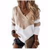 Solid Color Printed V-neck Long Sleeve Top Solid V-neck Long sleeve Top Women