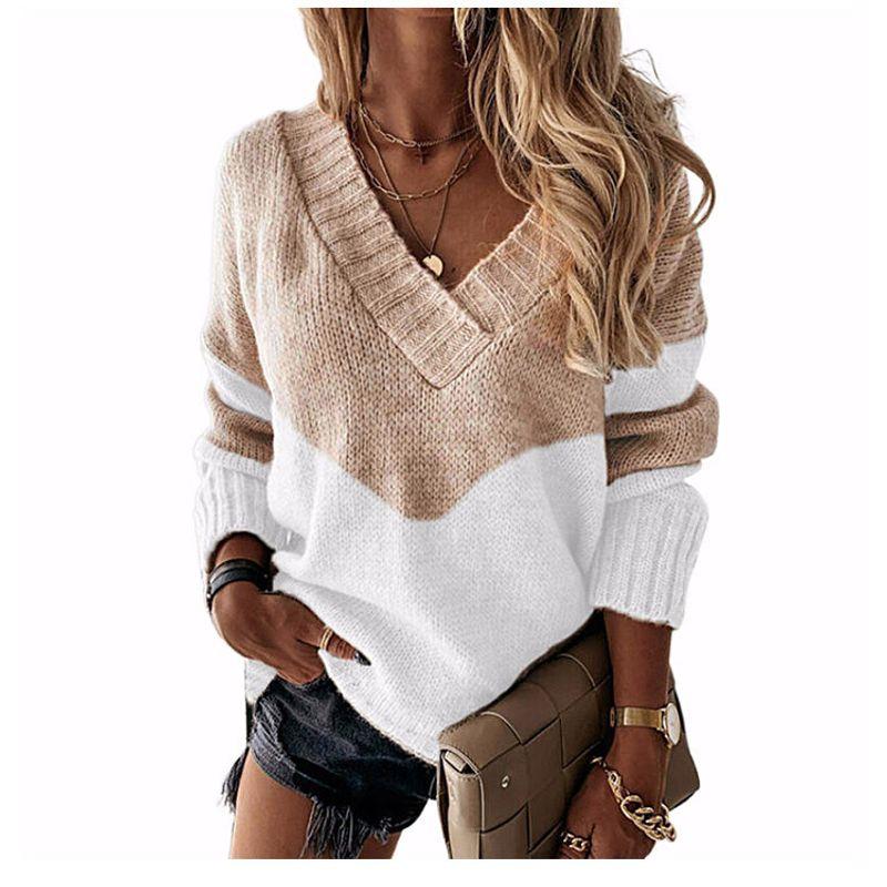 Solid Color Printed V-neck Long Sleeve Top Solid V-neck Long sleeve Top Women
