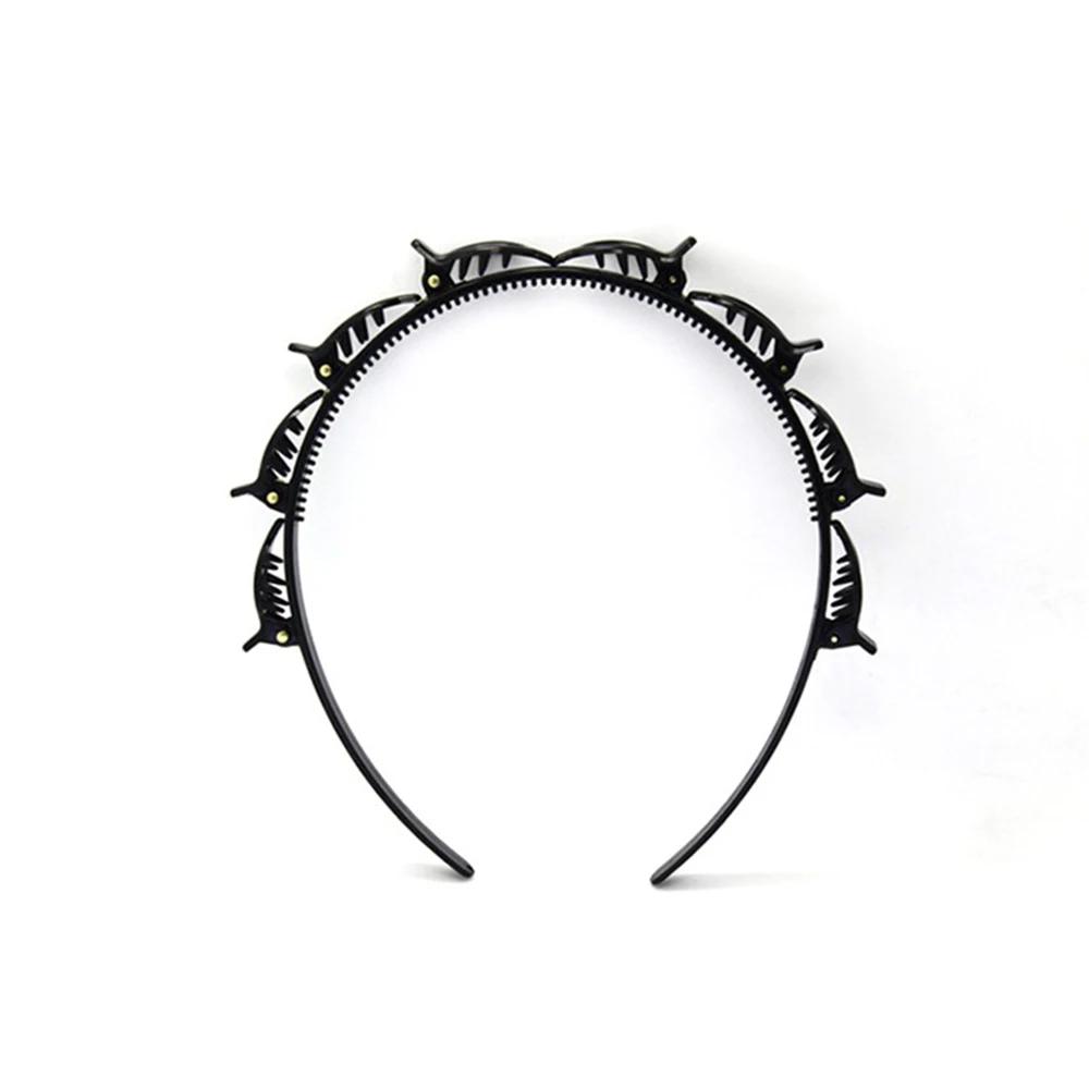 

2025 New Double Bangs Hairstyle Hair Clips Hairpin Head Hoop Twist Plait Clip Front Hairclips Hair Hoop Women Headband Headwear чёрный