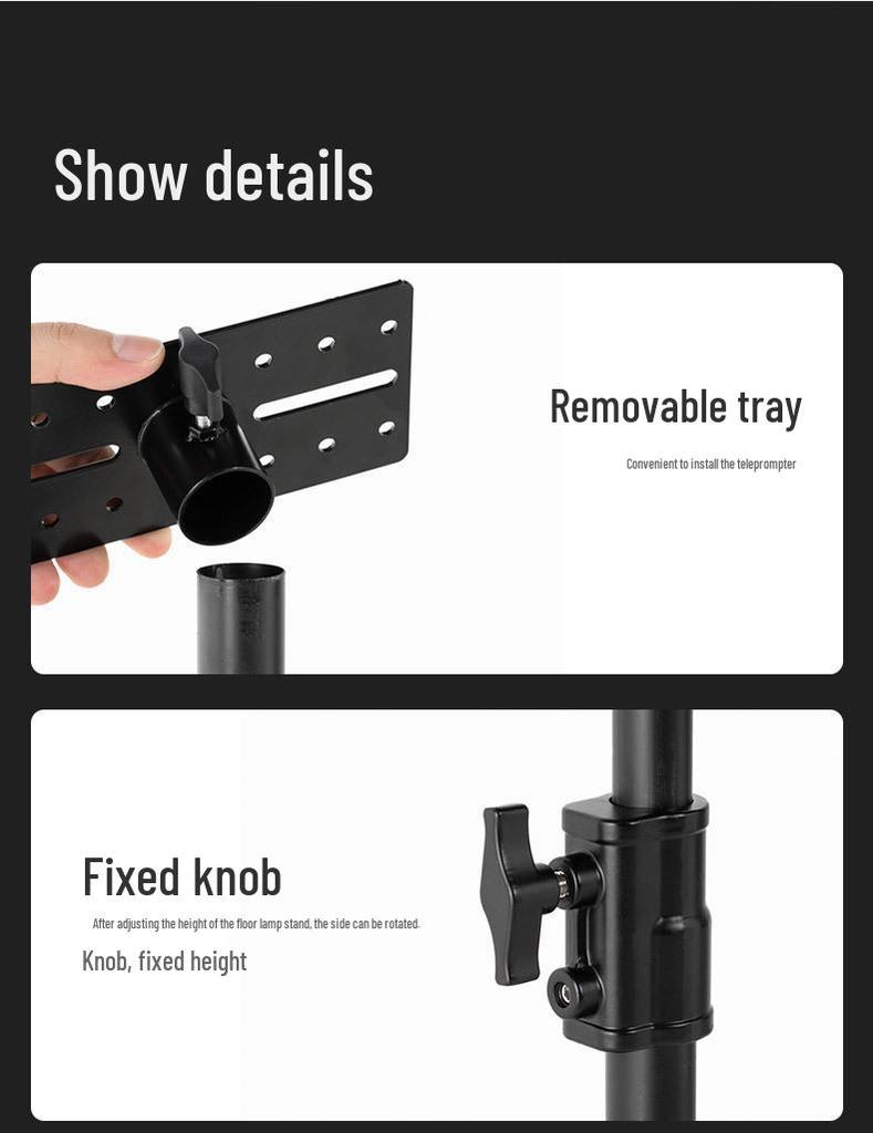 Ambitful ZhiJie Tripod Teleprompter Stand with Large Screen and Heavy Duty Floor Lamp - Models T16/T22.