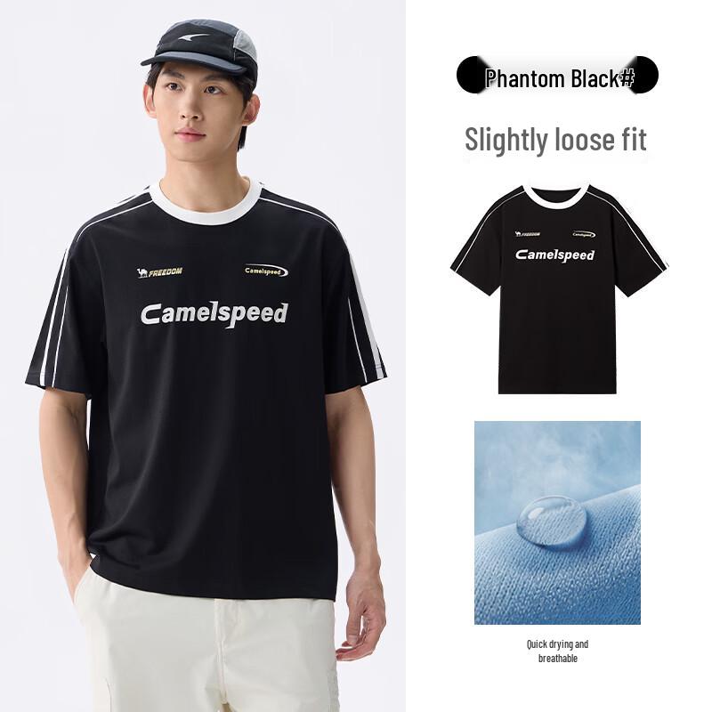 Camel American Retro Color Block Quick-Dry T-Shirt for Men & Women
