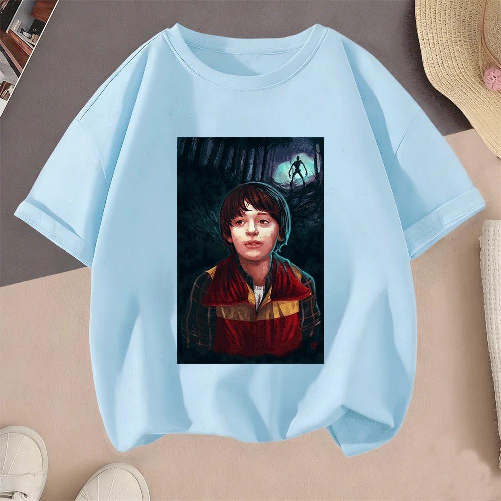 Hot Sale 2D Stranger Things Cartoon Print Casual Summer Short Sleeve T Shirt For Kids Teenagers Girls Boys