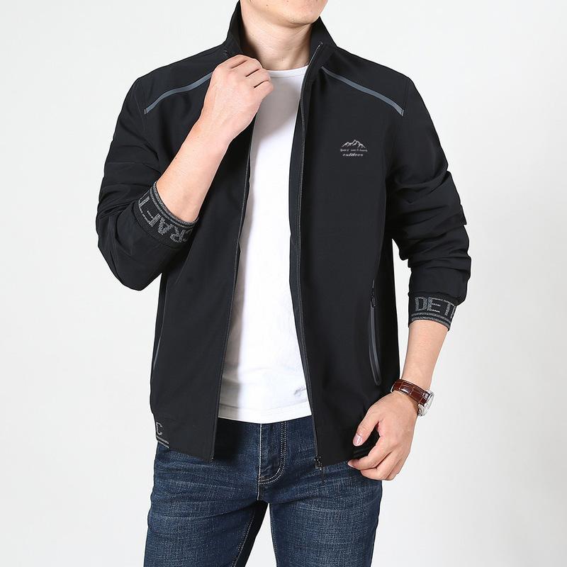 Spring and Autumn New Outdoor Sports Fleece Thickened Thermal Jacket Jacket Men's Youth Large Size Stand-up Collar Casual Clothing