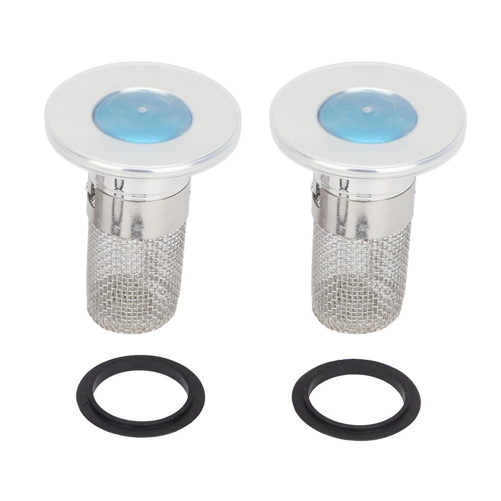 2Pcs Stainless Steel Floor Drain Filter Popup Design Bathroom Sink Stopper Hair Catcher with Rubber