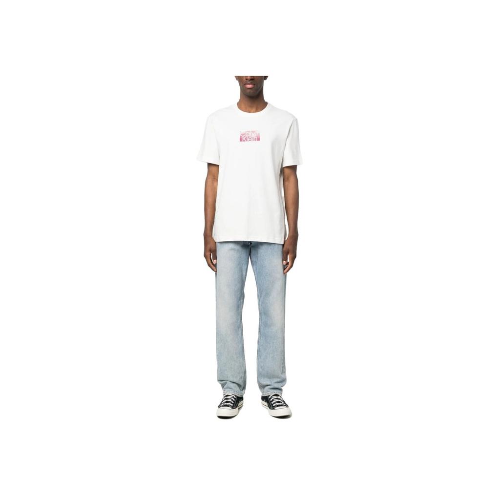 Calvin Klein Loose Casual Letter Print Short Sleeve T-Shirt Men Tops White K10K111-119