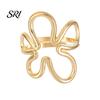 Irregular Hollow Flower Shape Ring Thumb Adjustable Opening Design Finger Stainless Steel Band Versatile Jewelry Gift Durable