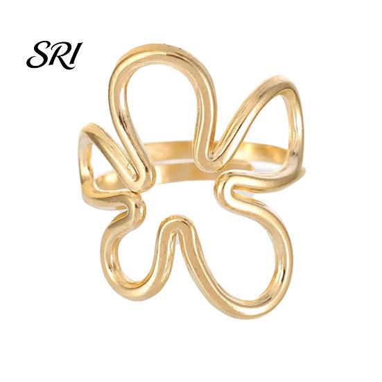 Irregular Hollow Flower Shape Ring Thumb Adjustable Opening Design Finger Stainless Steel Band Versatile Jewelry Gift Durable