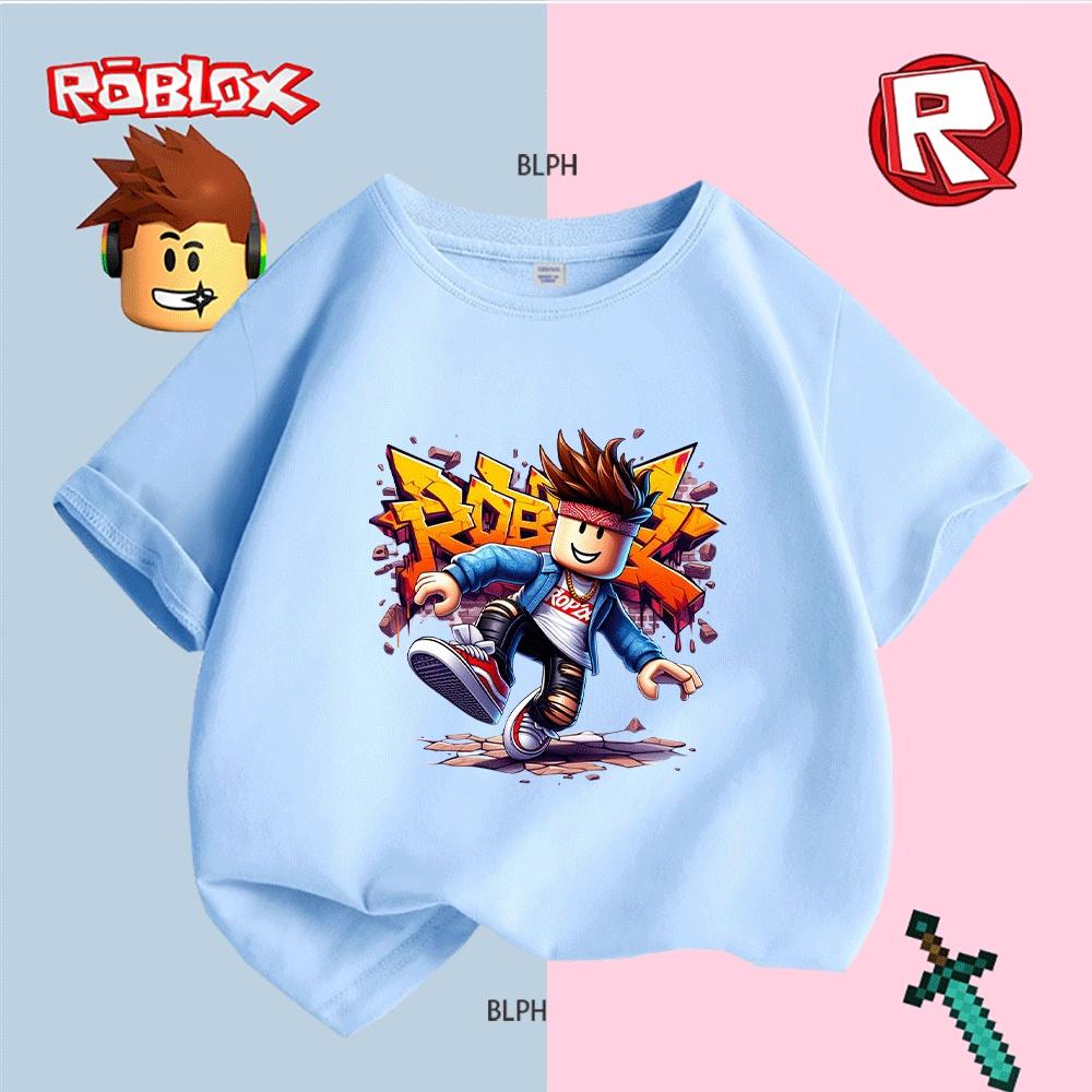 Cool Roblox Character Print Kids T-Shirt Fashion Casual Short Sleeve Tee for Boys Girls Summer Wear