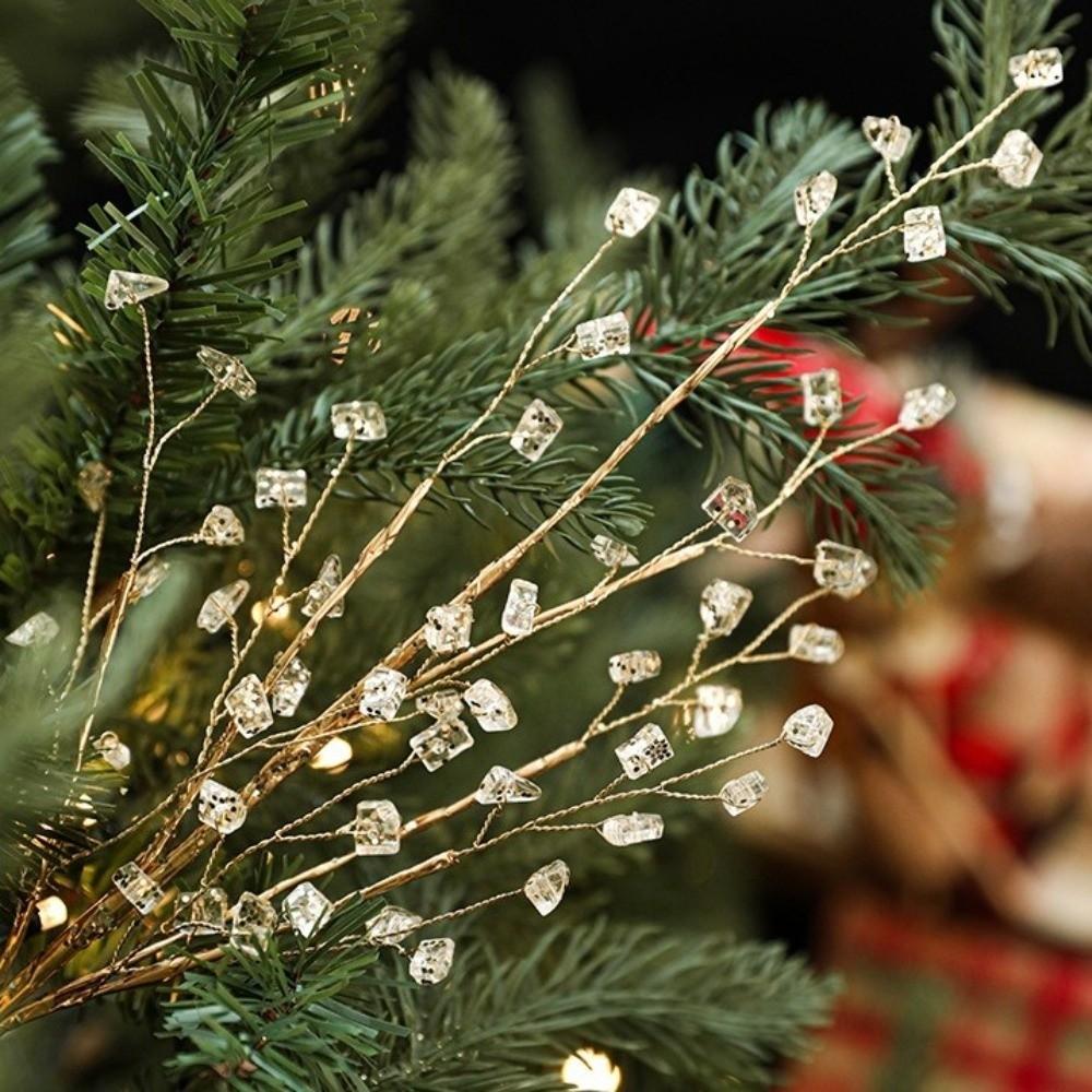 Transparente Perlen Kristall Knospenzweige Funkelnder Weihnachtsbaumschmuck Weihnachtsdekoration
