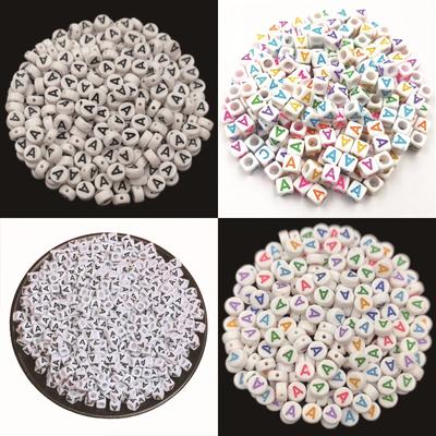 50Pcs 5.5/7mm 26 Letter Black On white/Colorful For Jewelry Making Necklace Bracelet Acrylic DIY Crafts Loose Beads Pendant Handmade