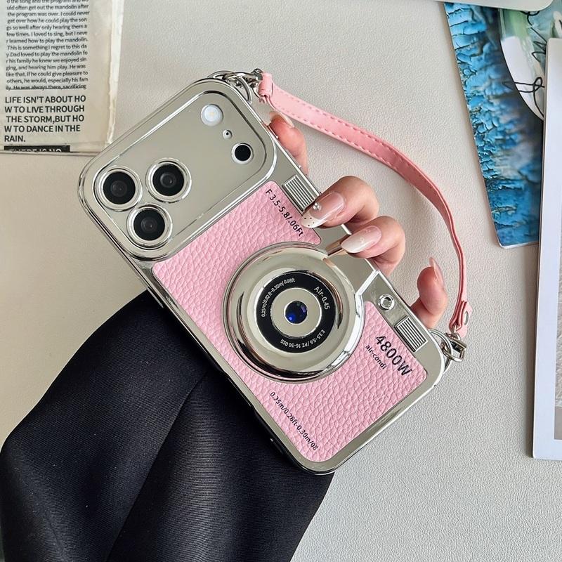 Creative 3D Camera Phone Case For iPhone 17 16 15 14 Plus 13 12 11 18 Pro Max Lens Protective Shockproof Cover with Lanyard
