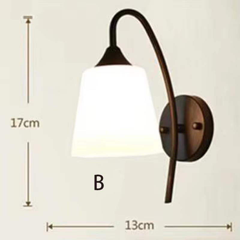 Modern wall lamp retro milky white glass lampshade bedroom staircase bedside lamp attic interior black E27 base home decoration