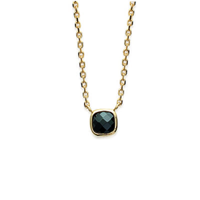 [K7769] - Gold Plated Necklace 'Unique' Black Gold - 6x6 Mm