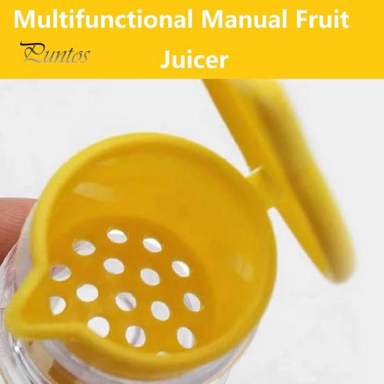 Exprimidor manual de limón de 2 piezas, exprimidor de frutas con filtro incorporado, exprimidor de cítricos sin BPA con tapa, exprimidor de lima portátil