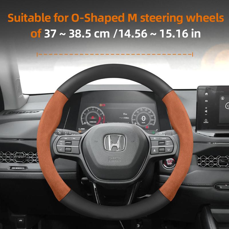 Suitable for Honda Suede Matte Carbon Fiber Texture Steering Wheel Cover Suitable for Civic Fit 8Th Gen 8 City Accord 9 10 Vezel Freed Breeze 7 ZB4