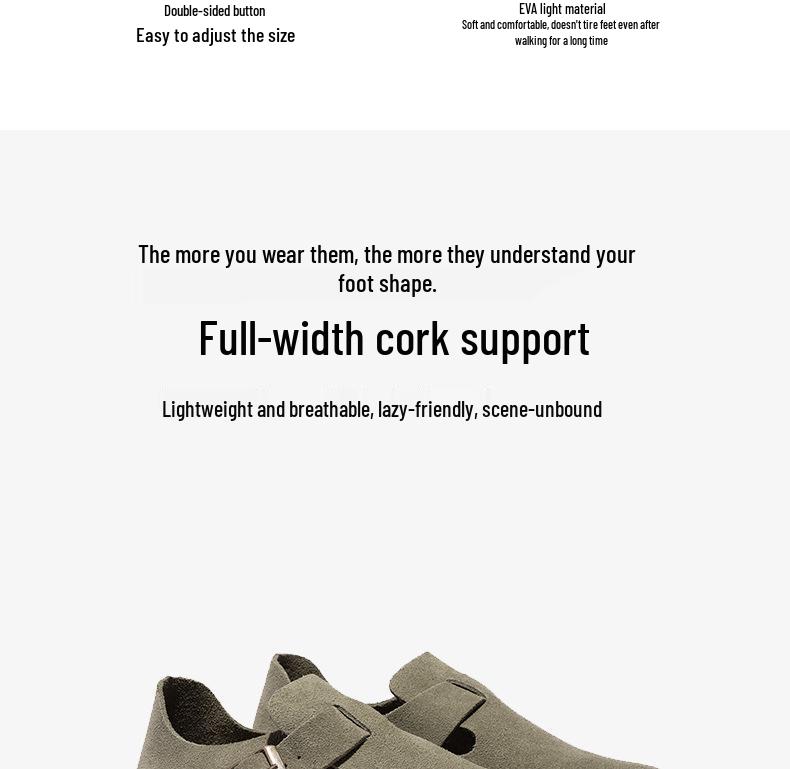 Sangpo Women's 5CM Thick Sole Leather Slip-On with Cork Arch Support, Retro Design, Height Boosting