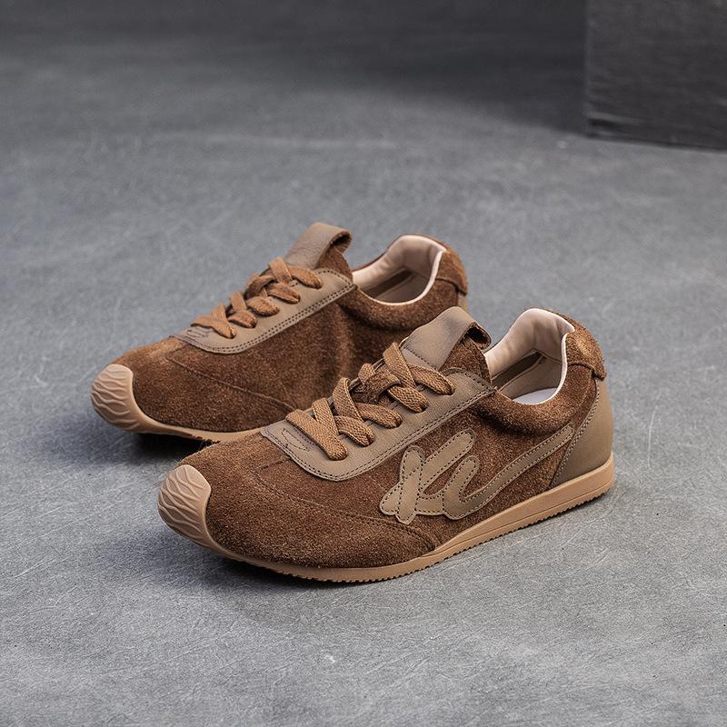 Johnature Genuine Leather Sneakers Casual Sports Shoes Soft Soled Comfortable Retro Women's Flat Shoes