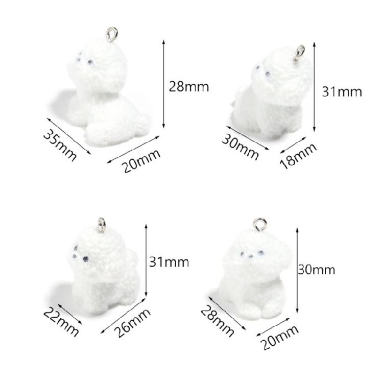 4Pcs Dog Pendant Keychain Decoration Stylish Dog Charm for Backpacks and Phones Flocking Animal Pendant Keyring