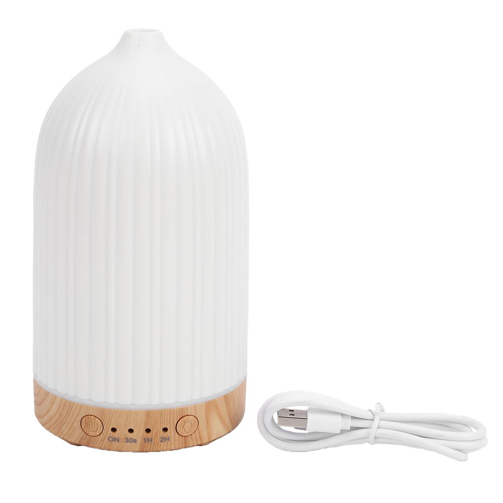 200ML Essential Oil Diffuser Portable Aromatherapy Diffuser Silent Humidifier with Wood Grain Base 7 Color LED Lights