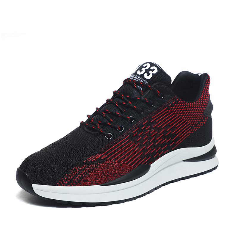 Fashion Elevator Shoes Men's Black Sneakers Hidden Heels Heightening Shoes For Men Black Breathable Mesh 8CM Sports Taller Shoes
