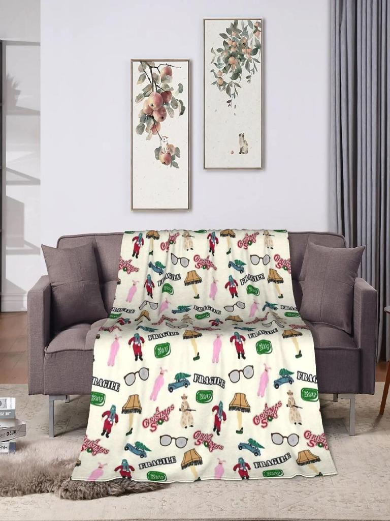 Warm Soft Flannel Blanket for Kids Boys Girls Christmas Story Design Throw for Bed Sofa Outdoor Travel Use Bedspread Cover