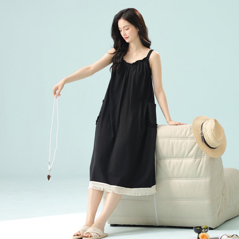 Antibacterial Xinjiang Cotton A-Class Women s Sleeveless Nightgown with Chest Pads - Pure Cotton, High-End Feel L (one size fits 100-160 jin)