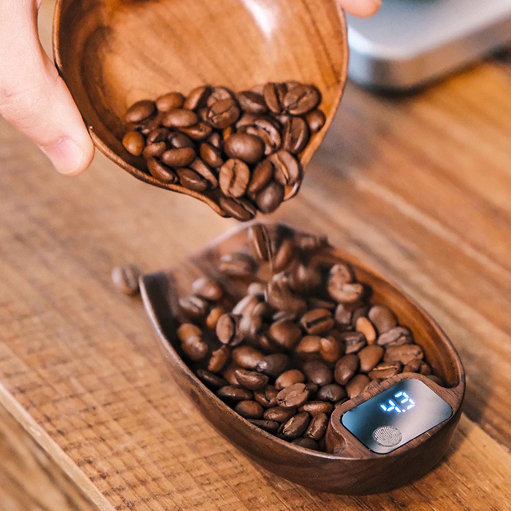 Rectangular/Oval Walnut Digital Coffee Scale Espresso Weighing Device Electronic Weigher for Accurate Measurements
