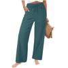 Women's Linen Cotton Drawstring Elastic Waist Wide Leg Pants Casual Loose Straight Leg Trousers with Pockets for Summer