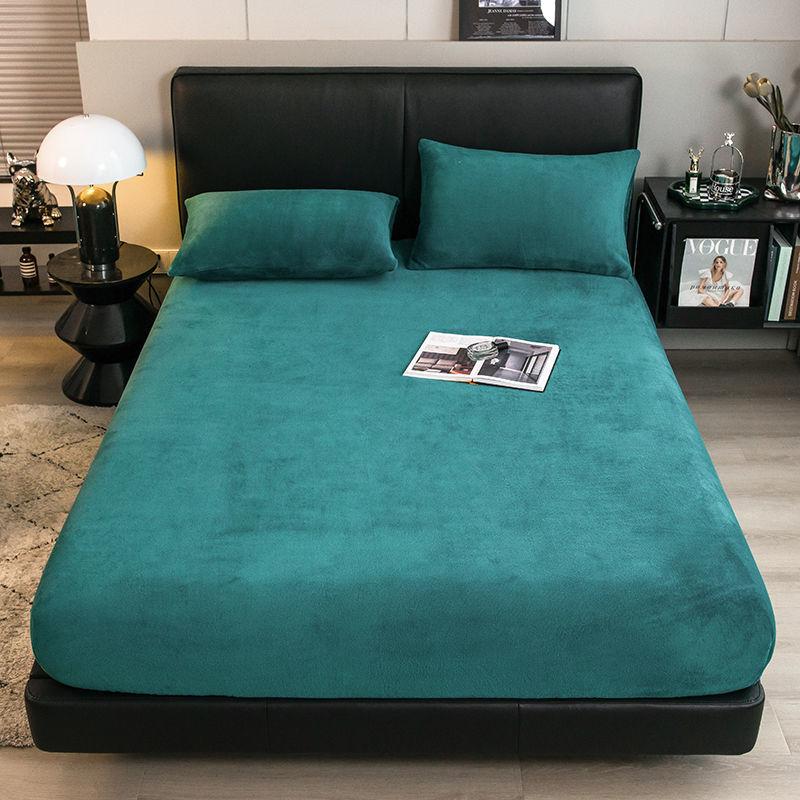 Winter Warm Plush Fitted Sheet Elastic Mattress Cover Fluffy Velvet Fleece Bed Linen Couple Thermal Double Bed King Size