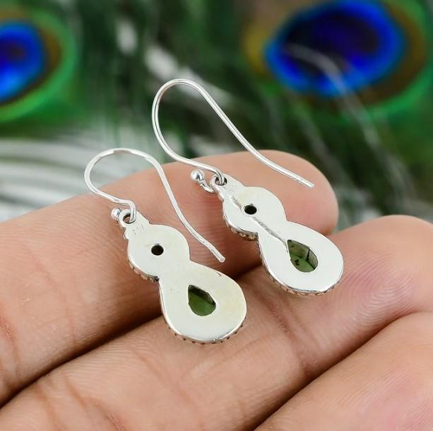 Chalcedony Earring, Handmade Design Silver Earring, 925 Sterling Silver, Handmade Earring, Wedding Gift, Peridot Gemstone Earring,