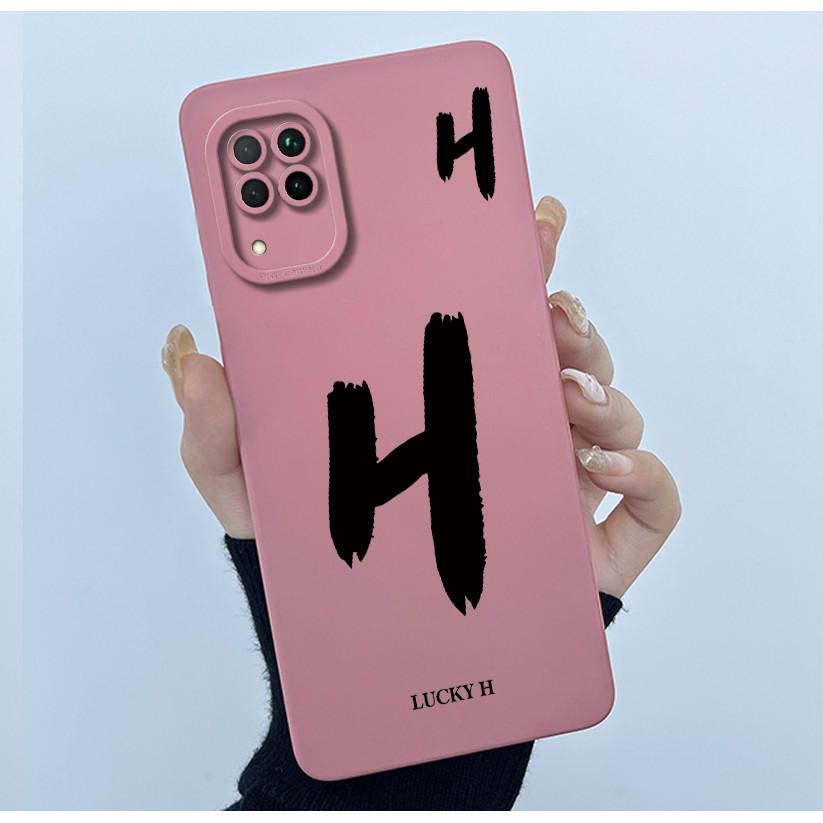 For Huawei Nova 7i Case Cover Lucky Initial Letter Liquid Soft Silicone Phone Bumper for Huawei P40 Lite Nova7i JNY-LX2 Casing