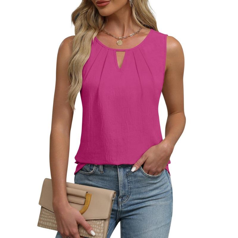 Spring and Summer New Solid-color Round-neck Sleeveless Casual Short-sleeved Vest T-shirt