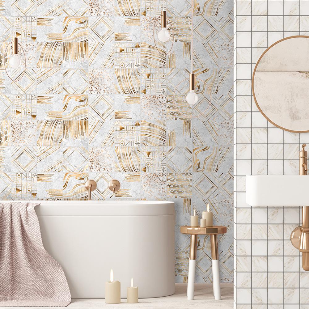 

Кирпичи Водонепроницаемые Обои 20 шт./лот Зеленое Бронзирование Мозаичная Плитка Наклейки Спальня Гостиная Украшение Дома Наклейки на Стену