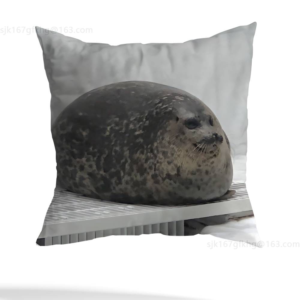 Seal Sea Cute Funny Pillow Case Anti-dustmite Pillowcase Invisible zipper silky short plush Sofa cushion cover
