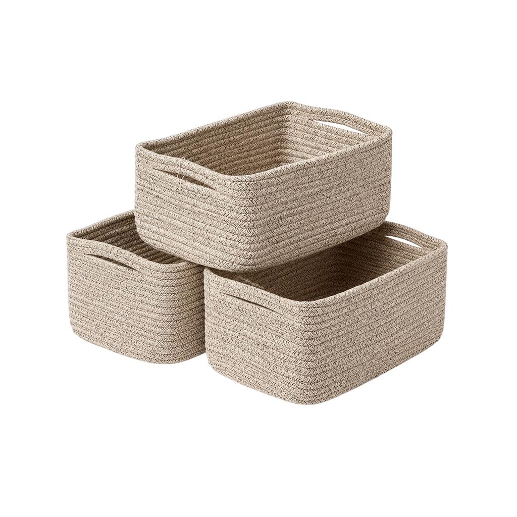 Cesta de Armazenamento de Corda de Algodão com Alças para Itens Pequenos, Cesta de Presente