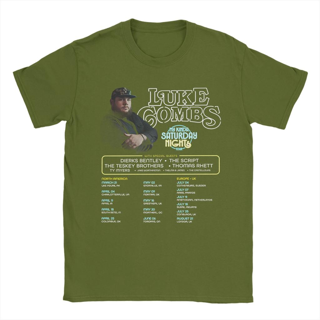 Harajuku TShirt Luke Combs My Kinda Saturday Night Tour Cotton T Shirts Tshirt for Unisexs Beach Casual Short Sleeve Clothing