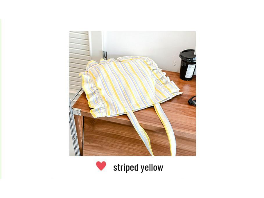 Fresh Checkered Ruffle One-Shoulder Lace Backpack: Cute Korean Style Tote for Daily Commute and Students