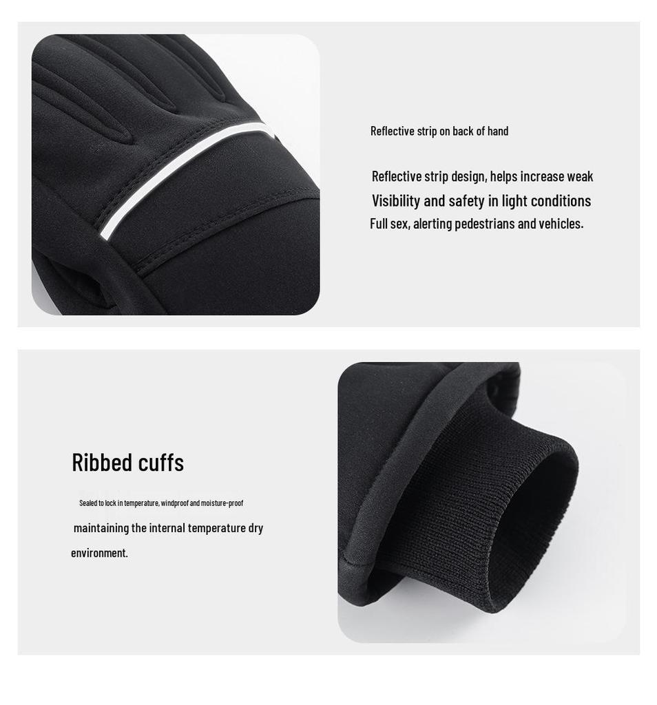 Unisex Fleece-Lined Water-Repellent Touchscreen Gloves for Winter Cycling and Skiing