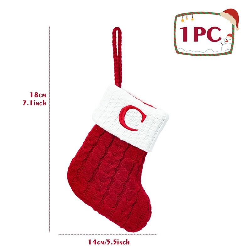 

Christmas Socks Red Snowflake Alphabet Letters Knitting Stocking Christmas Tree Pendant Decoration For Home Xmas New Year Gift 14x18cm