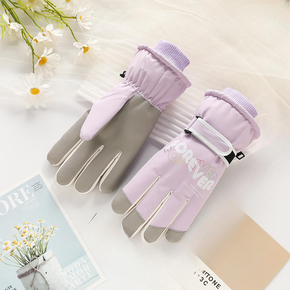 Ski Gloves for Men and Women Outdoor Winter Thickened Windproof Water Splashing Cold and Velvet Touch Screen Riding Warm Gloves