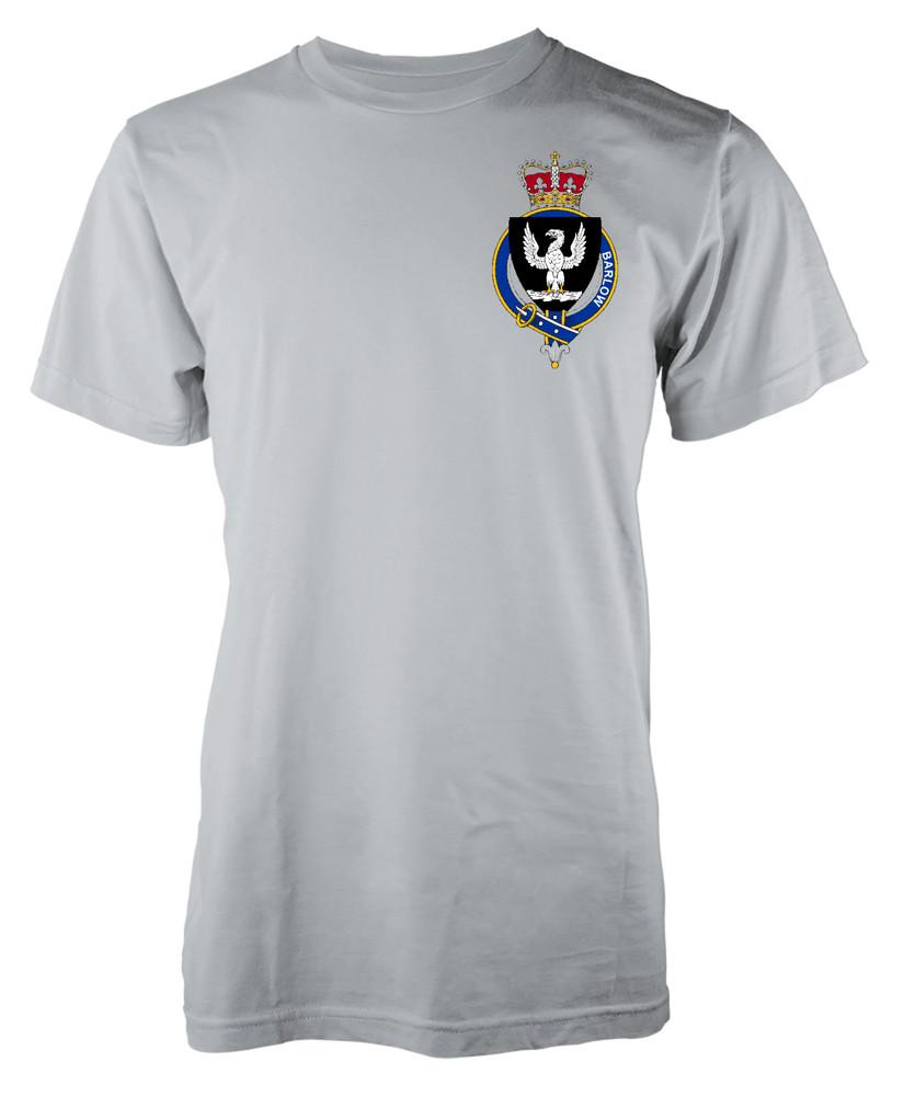 

Personalised Family Name Barlow T-Shirt Family Crest Badge Coat Of Arms Adult L