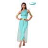 S-XXL Womens Arab Princess Cosplay Belly Dance Jumpsuit with Headwear and Detachable Sleeves Gem Decor Tulle Overlay Rompers Halloween Costume
