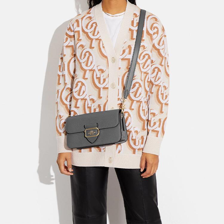 New COACH Morgan Grained Leather With Smooth Leather And Suede Crossbody Bags Shoulder Bags Women's Gray CF315-IMGRT