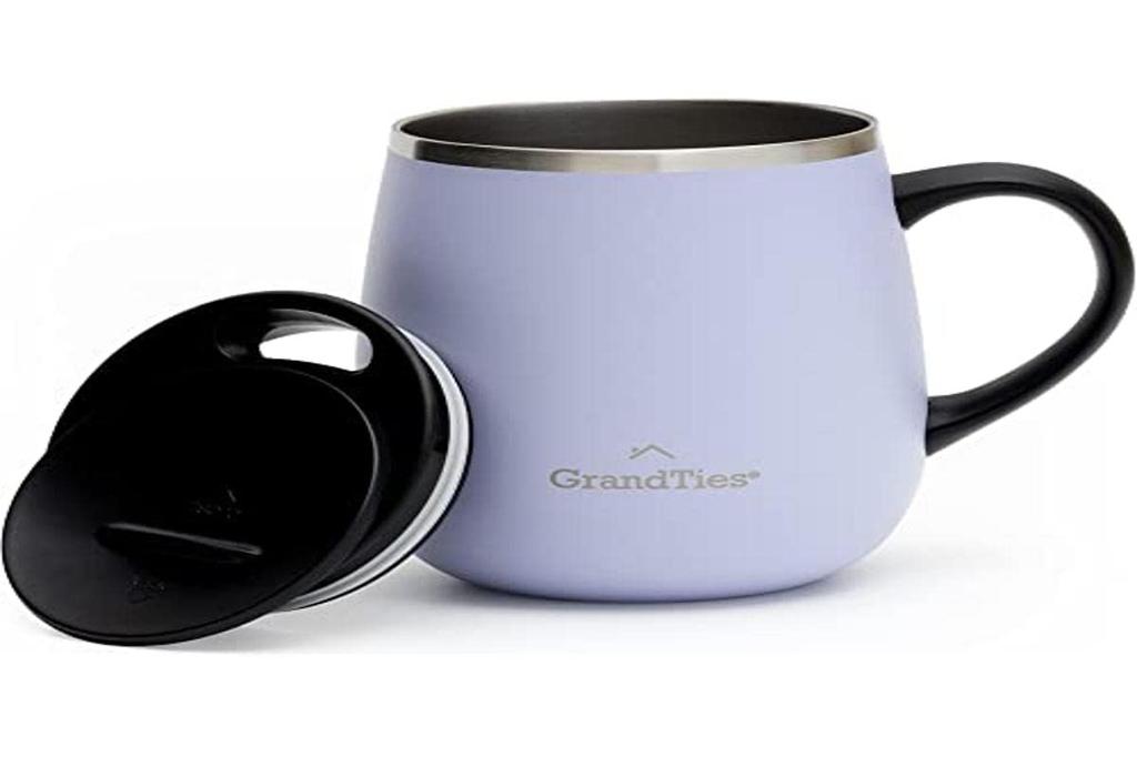 GRANDTIES Premium Vacuum Insulated Available In 19 with Sliding Stainless Steel Vacuum and Insulates Hot and Cold Popular In the Office Mug, 460ml,