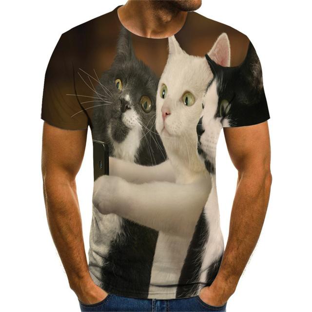 Streetwear T-shirt Stampa 3D Pugilato Creativo Divertente Gatto Carino Estate Uomo Girocollo Manica Corta Comoda Casual Personalità