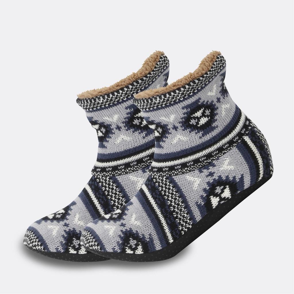 Men's Non-Slip Fleece-Lined Warm Socks - Mid-Calf, Indoor Winter Floor Footwear