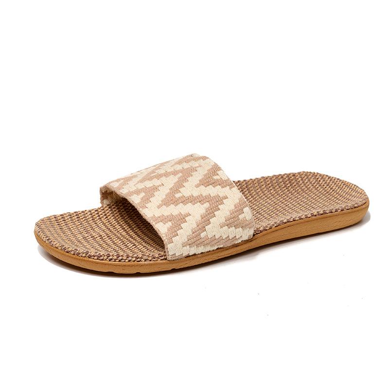 Home Indoor Cotton Linen Antiskid Slippers Men and Women Thick Bottom Summer Sandals