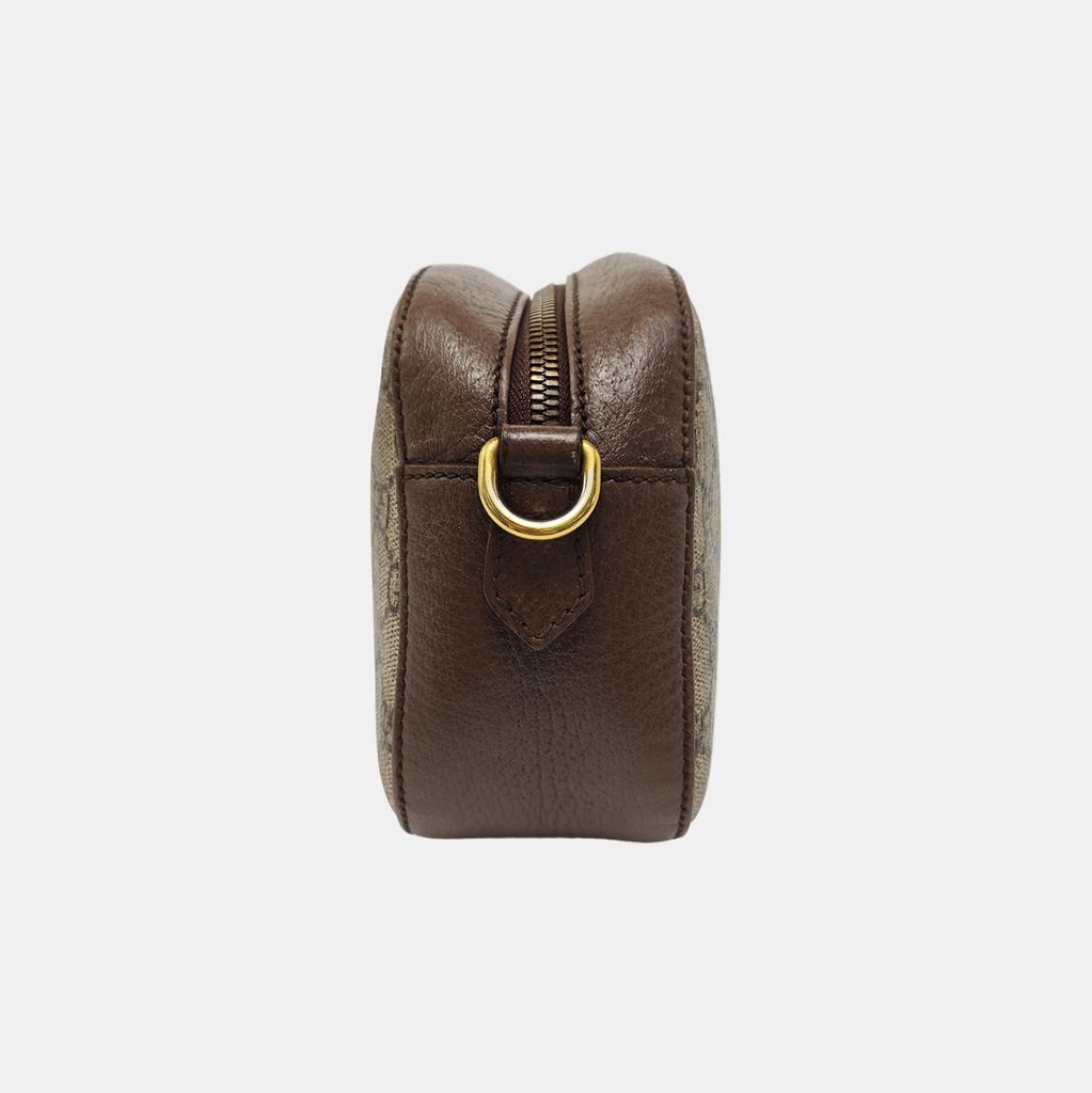 [Pre-Owned] Neo Vintage Series Gold Foil Logo Metal Tiger Head Monogram Canvas And Leather Camera Bag - Very Good #BOQEC0